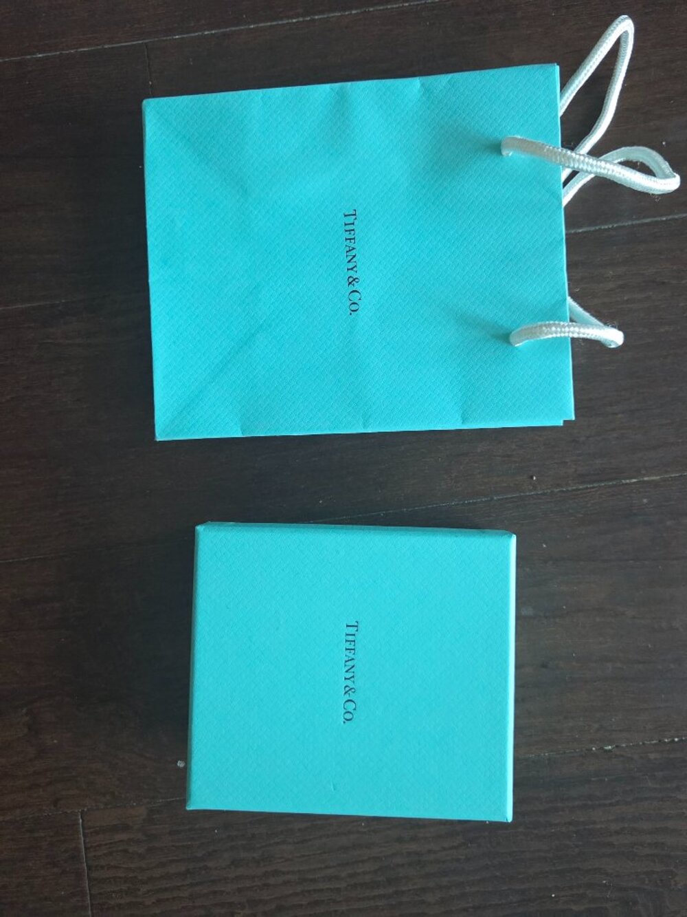 Tiffany & Co Empty 3.5" x 4" x 2" Blue Gift Box/ 6"×7" Bag Set